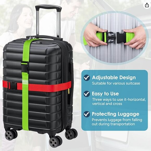 Adjustable Luggage Straps – Black & Orange– New - Picture 1 of 8